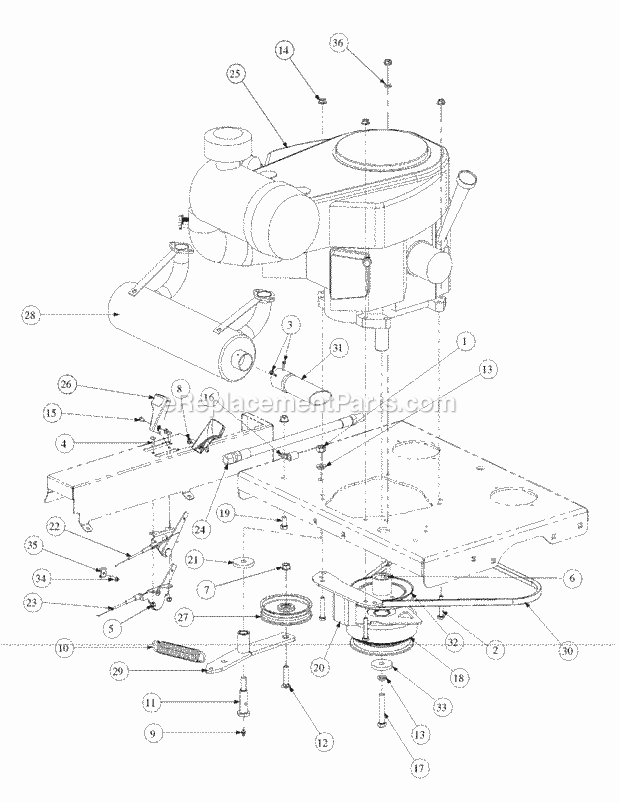 Kawasaki Engine Assembly Diagram and Parts List for M54-KW 53CB5DBW750-23HP-OHV Cub Cadet Lawn Tractor